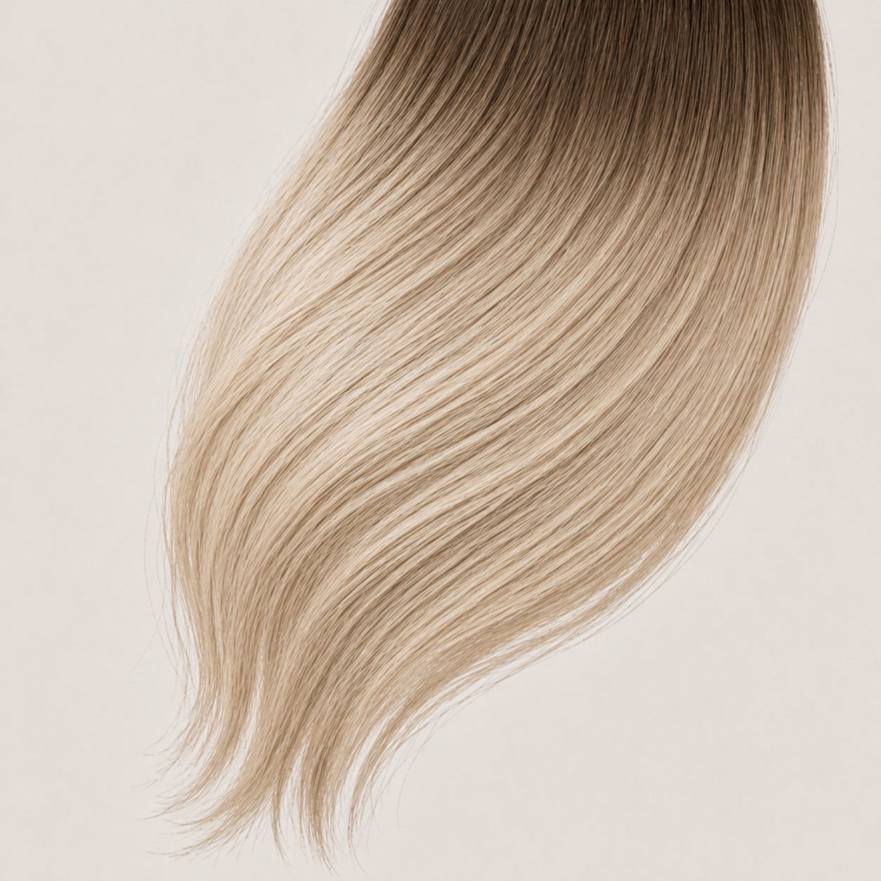 Stessia butterfly weft hair extensions in shade #8T60 Rooted, laid flat