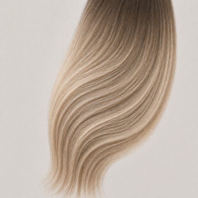 Extensions de cheveux Butterfly Weft Stessia en teinte #10/24 Balayage, posées à plat