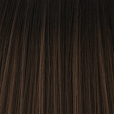 Nahaufnahme der Remy-Echthaarstruktur in Farbe #1BT/2/4 Balayage