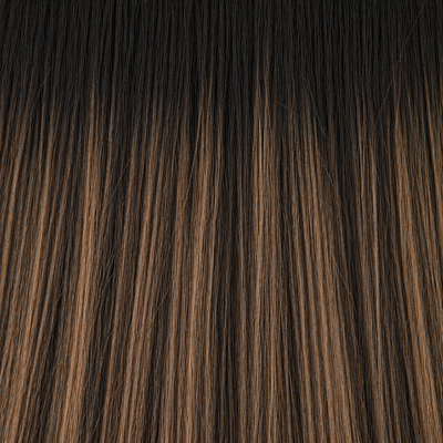 Nahaufnahme der Remy-Echthaarstruktur in Farbe #1B/6 Balayage