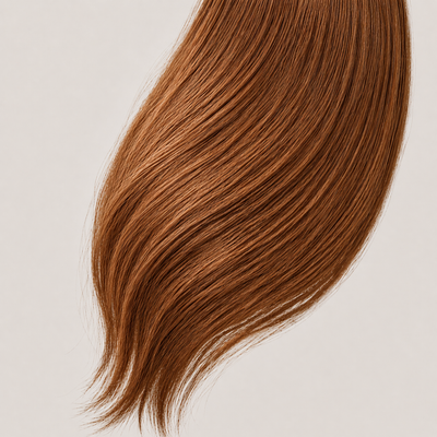 Stessia Butterfly Weft Echthaar Extensions in Farbe #30 Warmes Kupfer, flach ausgelegt