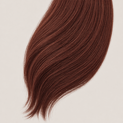 Stessia Butterfly Weft Echthaar Extensions in Farbe #33 Kastanienrot, flach ausgelegt