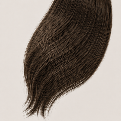 Stessia Butterfly Weft Echthaar Extensions in Farbe #3 Dunkelbraun, flach ausgelegt