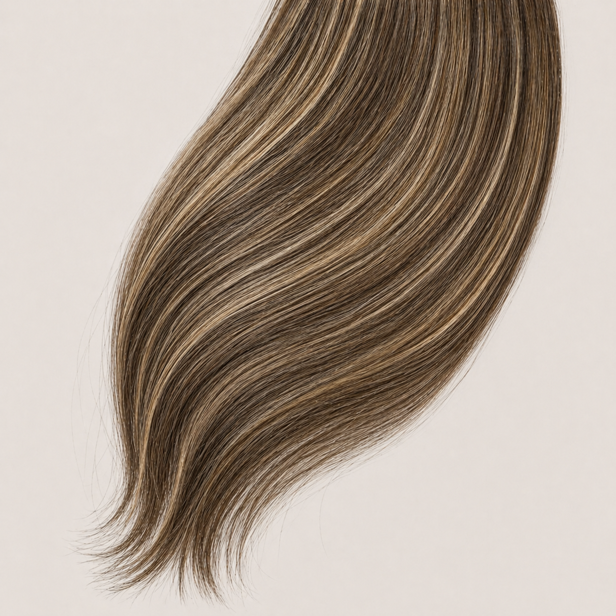 Stessia butterfly weft hair extensions in shade #4/8/18 Highlights, laid flat