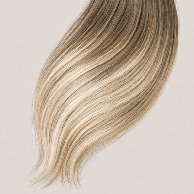 Stessia Butterfly Weft Echthaar Extensions in Farbe #5A/613/18 Balayage, flach ausgelegt