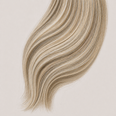 Stessia Butterfly Weft Echthaar Extensions in Farbe #613/18 Highlights, flach ausgelegt