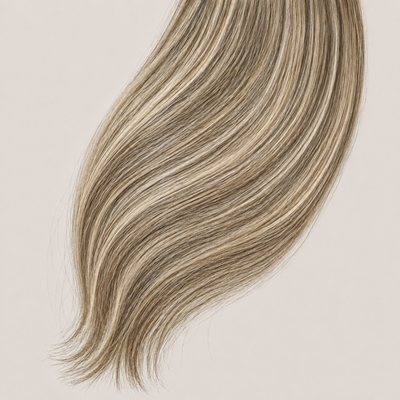 Stessia Butterfly Weft Echthaar Extensions in Farbe #6/24 Highlights, flach ausgelegt