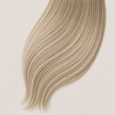 Stessia Butterfly Weft Echthaar Extensions in Farbe #M18/613 Highlights, flach ausgelegt